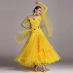 Women Sequins Patchwork Yarn Puffy Design Ballroom Modern Dance Dress for Dancing Performance Show YL230 - DancerInn - 26364742992055 - 26364742992055