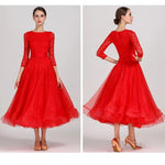 Women Boat Neck Imported Lace Stitching Slim-fitting Pattern Standard Dance Dress For Tango Costumes Evening Party YL1855 - DancerInn - 26263690248375 - 26263690248375