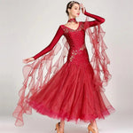 Women V-Neck Hidden Zipper Exquisite Decals Ballroom Dance Competition Dress For Waltz Dress Rumba Dance Costume - DancerInn - 26288701505719 - 26288701505719