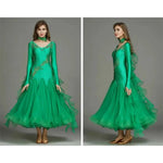 Women V-Neck Hidden Zipper Exquisite Decals Ballroom Dance Competition Dress For Waltz Dress Rumba Dance Costume - DancerInn - 26288701997239 - 26288701997239