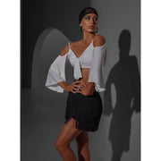 Off-Shoulder Latin Dance Tops for Women with Wide Sleeves Ergonomic Bra - DancerInn