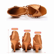 Latin Dancing Shoes for Women - Soft Suede Sole PU Upper Dance Heels for Ballroom Tango Salsa Bachata