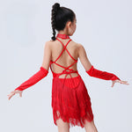 Girls Fringe Dress – Latin Tassel Tango Dance Dresses for Kids, Ideal for Salsa Performance & Ballroom Competition - DancerInn  - 33166717976759 - 33166717976759