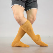 Dancer Socks for Mens Pilates Socks Non-Slip Cotton Elastic Mid-Calf Dancing Socks for Yoga, Fitness, Ballet, Modern Dance - DancerInn Yellow-C-One-Size