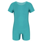 Boys Gymnastics Leotard - Short Sleeve Solid Color High Stretch Ballet Leotards for Girl and Boy - DancerInn Green / 2XL