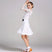 White / S - Latin Ballroom Dance Dresses for Girls with Lace Long Sleeves, Simple Neckline, and Invisible Zipper