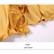 Women Hidden Zipper Flower Pattern Long Sleeves Ballroom Standard Waltz Dress Tango Costume Lace Dressing Gown - DancerInn