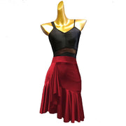 Dance Skirts Latin - Asymmetrical Ruffle Mini Dance Skirt Women with Shorts for Salsa Ballroom - DancerInn Women Dance Skirts & Tutus  