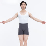Male Ballet Shorts - Cotton Gym Shorts for Men Lightweight Breathable Elastic Slim Boxers for Athletic Fitness Performance Practice - DancerInn Grey-3XL