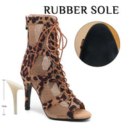 Leopard Print High Heel Sandals - Women's Dance Heels Shoes for Latin Jazz Tango Salsa Pole Dance DancerInn