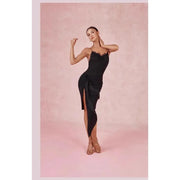 Women's Split Fringe Latin Dance Skirt with Handcrafted Round Waist Ring and 3D Mermaid Cut - DancerInn