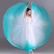 Long Flowy Dance Skirts - Gradient Chiffon Long Ballet Skirt with Big Hem & Double Layer - DancerInn green / L / 720° 36.69