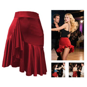 Dance Skirts Latin - Asymmetrical Ruffle Mini Dance Skirt Women with Shorts for Salsa Ballroom - DancerInn Women Dance Skirts & Tutus  