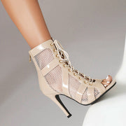 High Heel Dance Shoes - Dance Heels Boots with Open Toe Lace-Up Latin Dance Sandals for Salsa & Jazz DancerInn