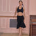 Black / XS - Dance Bra Tops - Stretchy Halter Neck Crop Top with Pad, Open Back for Latin, Samba, Cha-Cha, Rumba