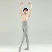 Mens Ballet Leotards - Spandex One-Piece Scoop Neck Bodysuit Dance Gymnastics for Men - DancerInn Grey-XXL