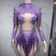 Purple- Regular Sleeves / M - Rhinestone Fringe Bodysuit for Women Sheer Mesh Sequin Leotard Stage Performance Showgirl Dance Costume