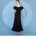 Black / S - Short Flying Sleeve Modern Ballroom Dance Dresses for Women YL9088