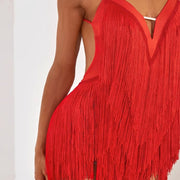 Fringe Dress Dance Costume - Sleeveless Backless Latin Dresses with Fringe for Salsa Samba Tango Rumba - DancerInn  