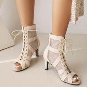 High Heel Dance Shoes - Dance Heels Boots with Open Toe Lace-Up Latin Dance Sandals for Salsa & Jazz DancerInn