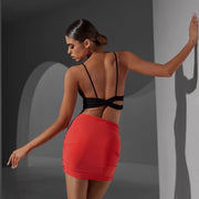 Spaghetti Strap Crop Top - Stretchy Dance Bra Tops with Built-in Pads Cross Back Design for Latin, Samba, and Rumba - DancerInn 