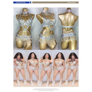 Bellydance Clothes for Women - Sexy Beaded Crystal 3 Piece Dance Costume Set with Bra, Belt, and Necklace - DancerInn