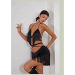 Latin Dance Practice Skirt for Women with Lace-Up Waist, Double Layer Fringe, and Built-In Shorts - DancerInn - 29626639089847 - 29626639089847