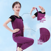 Ballet Warm Up Jumpsuit for Dance - Breathable Cotton Fabric Dance Costume Overalls - DancerInn 