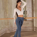 Dance Tops For Ladies - Long Sleeve Dance Top with Wrap V-neck Lace-up Design for Latin Salsa Rumba Samba - DancerInn  - 33963146182839 - 33963146182839