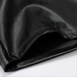 Mens Black Leather Shorts - Breathable PU Elastic Waist Hip Hop Biker Gym Dance & Clubwear Shorts for Sports and Party - 32484200874167 - 32484200874167