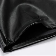 Mens Black Leather Shorts - Breathable PU Elastic Waist Hip Hop Biker Gym Dance & Clubwear Shorts for Sports and Party - DancerInn Men Dance Shorts