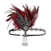 Flapper Feather Headband - 1920s Gatsby Dance Rhinestone Hair Accessories for Masquerades DancerInn