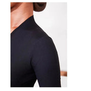 Women's V-Neck Latin Dance Bodysuit with Mid-Sleeves and Premium Nylon Ribbed Fabric - DancerInn