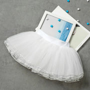 Ballet Skirt Tutu for Girls - Fluffy Soft Yarn 4-Layer Tulle Kids Dance Mini Skirt for Toddler&Children - DancerInn White-L