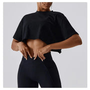 Short Sleeve Cotton Fitness Dance Crop Top Casual Yoga & Running T-Shirt for Women - DancerInn