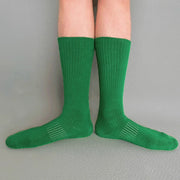 Dancer Socks for Mens Pilates Socks Non-Slip Cotton Elastic Mid-Calf Dancing Socks for Yoga, Fitness, Ballet, Modern Dance - DancerInn Green-E-One-Size