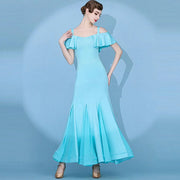 Short Flying Sleeve Modern Ballroom Dance Dresses for Women YL9088 - DancerInn