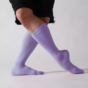 Dancer Socks for Mens Pilates Socks Non-Slip Cotton Elastic Mid-Calf Dancing Socks for Yoga, Fitness, Ballet, Modern Dance - DancerInn Purple-A-One-Size