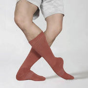 Dancer Socks for Mens Pilates Socks Non-Slip Cotton Elastic Mid-Calf Dancing Socks for Yoga, Fitness, Ballet, Modern Dance - DancerInn Orange-B-One-Size