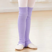 Ballet Leg Warmers Dance for Girls Knitted Stirrup Long Leg Socks Suit Yoga, Gym, and Fitness - DancerInn Purple / L