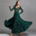 verde / S - Vestido de baile de salón, ropa de actuación, vestidos grandes de gasa con encaje, trajes de competición de vals de salón latino para mujer