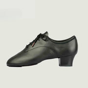Ballroom Dance Practice Shoes - Soft Sole Breathable Canvas Lace-Up Latin Shoes for Men Salsa Tango Jazz Competition - DancerInn Soft-Cowhide-11