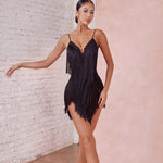 Fringe Dress Dance Costume - Sleeveless Backless Latin Dresses with Fringe for Salsa Samba Tango Rumba - DancerInn Black / L 96.75 - 34357723562167 - 34357723562167