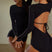 Black / XS - Gymnastics Leotards Long Sleeve - Black Bodysuit for Dance with Built-In Bra Backless Design for Latin Salsa
