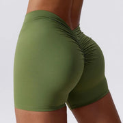 High Waist V-Back Scrunch Butt Yoga Shorts for Women Gym Cycling Fitness Activewear Tights - DancerInn