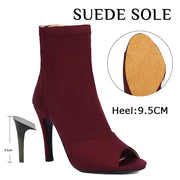 Dancing Boots for Women Stiletto Booties Jazz Dance Boots with Peep Toe Hig Heel for Latin Tango Salsa DancerInn