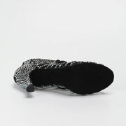 Latin Shoes for Ladies - Rhinestone Cutout Peep Toe High Heel Salsa Shoes Womens - DancerInn   Latin Dance Shoes