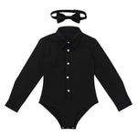 Dance Bodysuits for Boys with Long Sleeves Bow Tie and Turn-Down Collar Perfect Dance Romper - DancerInn  - 33363836633271 - 33363836633271