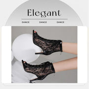 mesh boots latin dance shoes stiletto heel jazz dance shoes