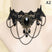 A2 - Gothic Choker Necklace - Vintage Black Collar Choker Necklace for Holiday Party Beaded Necklaces Jewelry